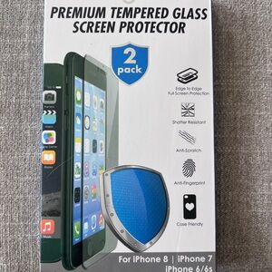 Premium Tempered Glass Screen Protector for iPhone 8/7/6s - 2 Pack, Green
